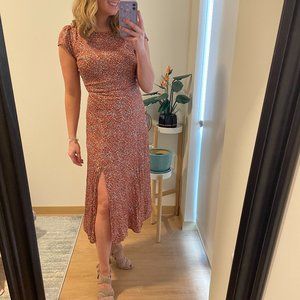 Lulu's Garden's Delight Burgundy Floral Print Cutout Midi Dress